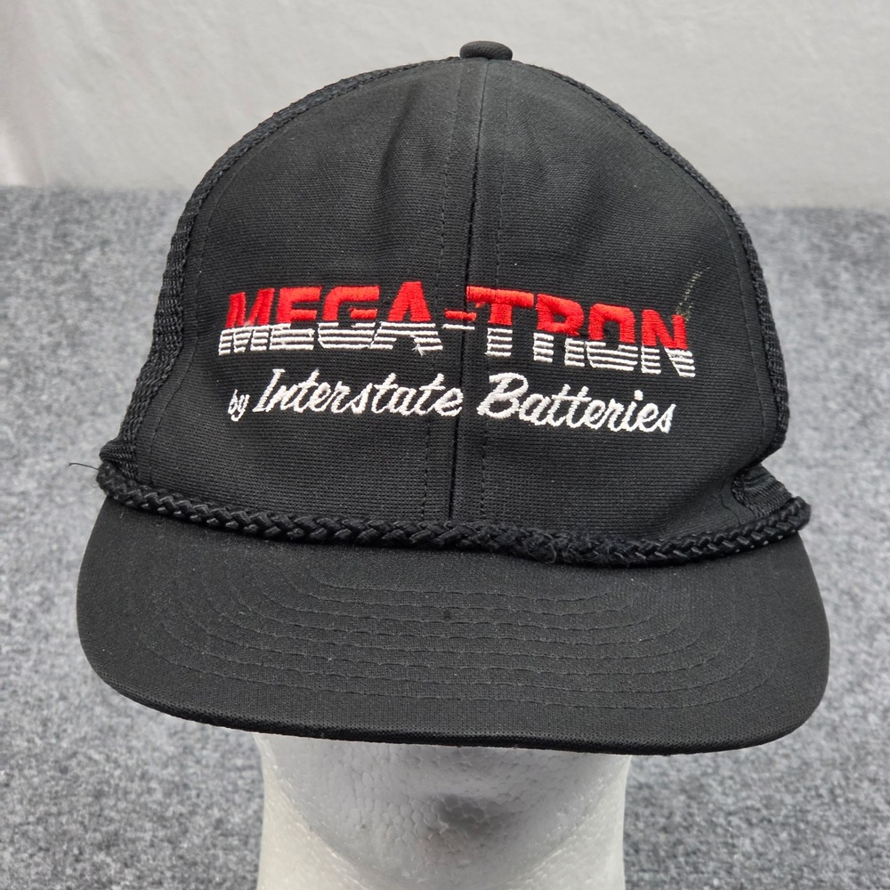 Vintage Interstate‎ Batteries Megatron Hat Black Trucker Mesh Snapback 80s 90s